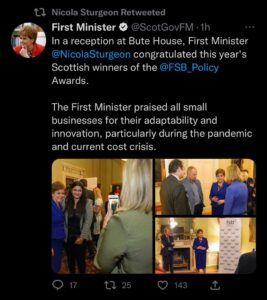 Nicola Tweeting about FSB Awards. Award winning Highland Experiences